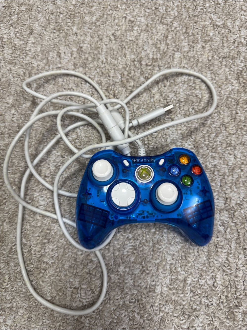 Rock & Candy Xbox 360 Blue Transparent Wired Gamepad